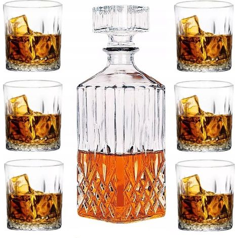 Set da whisky: decanter da 850 ml, 6 bicchieri da 280 ml, confezione regalo.
