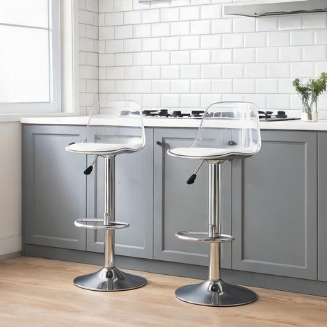 Lot de 2 chaises de bar réglables en hauteur dossier transparent (1/5)