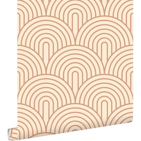 papier peint art déco marron et beige - ESTAhome