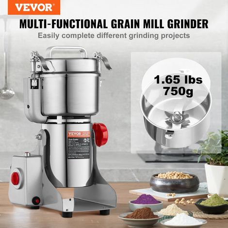 Moulin à Épices Électrique 750 g, Broyeur à Grains Commercial 2000 W à Haute Vitesse, Moulin à Farine en Acier Inoxydable, Type Osc… (1/5)