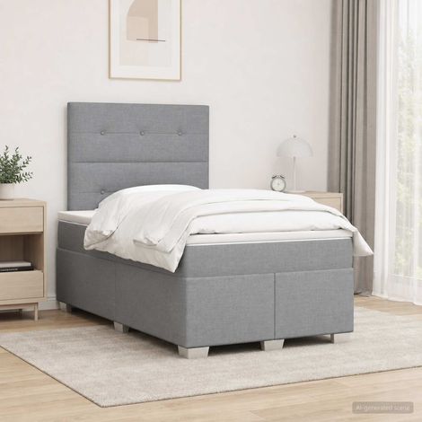 Cama box spring con colchón Gris Claro 120 x 200 cm Tela (1/5)