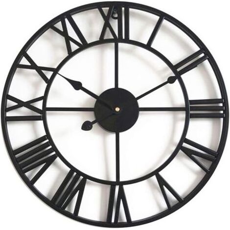 Vintage-Wanduhr mit geräuschlosem Design, 40 cm, Skelettuhr aus Metall, Dekoration für Wohnzimmer, Küche, Café, Hotel, Büro und Zuhause (Schwarz) (1/5)