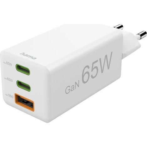 Hama 00201996 USB Ladegerät 65 W 1x USB-A, 2x USB-C® USB PD Weiß Innenbereich USB Power Delivery (US (1/5)