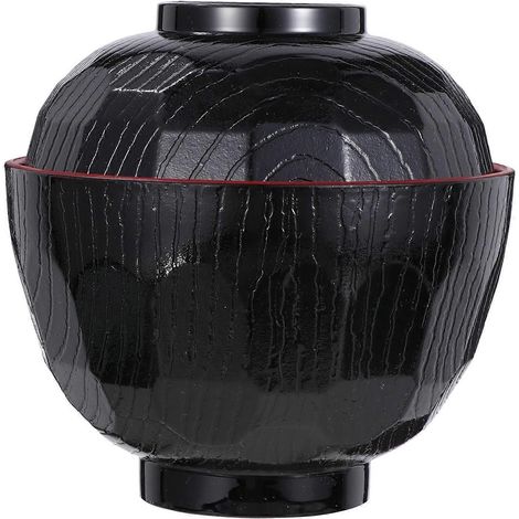 Bol à ramen traditionnel japonais avec couvercle (1 pièce)-10X9.5X9.5CM-Red (1/4)