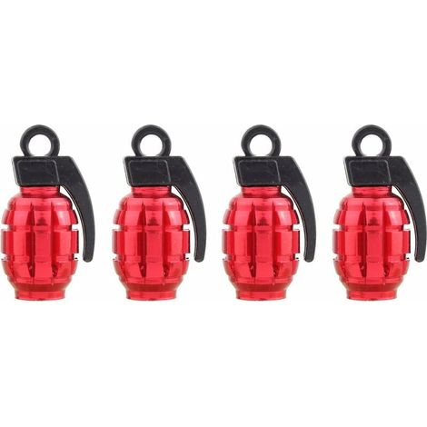 Bouchons de tige de valve de pneu de grenade rouge pour vélo de camion de voiture (1/5)
