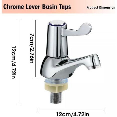 Robinet Lavabo - Laiton Chromé - Quart De Tour - Pour Salle De Bain Et Cuisine - Paire (1/5)