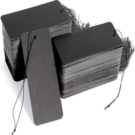 Étiquettes prix élastique – lot 200, 40x90mm, vêtements/artisanat, noires (1/5)