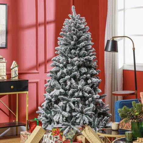 Árbol de Navidad Artificial Nevado 180 cm con 796 Ramas y Soporte de Metal Árbol Navideño Nevado para Interior Verde (1/5)