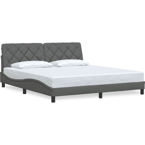 Lit double，Lit adulte，Cadre de lit sans matelas gris foncé 180x200 cm tissu CFW3078278 (1/5)