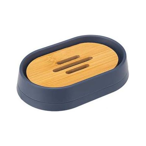 Porte-savon Espino, bleu marine, bambou, plastique