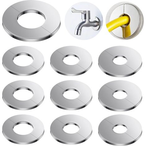 Lntyq – Lot de 10 caches tuyau radiateur – 4 tailles diamètre – Acier inoxydable – Installation facile avec adhésif double face – Finition polie miroir