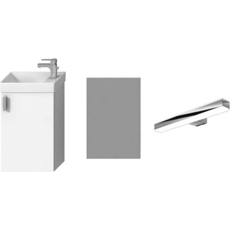Jika Petit - Set: Handwaschbecken mit Unterschrank, Spiegel und Beleuchtung, weiß H45J5141753001 (1/2)