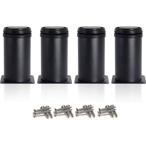 Verstellbare schwarze Möbelfüße, Füße aus Edelstahl – Höhe 80 mm, verstellbar von 0 bis 15 mm (1/5)