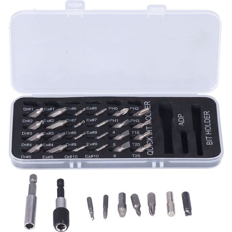 33 Pièces Extracteur de Vis Endommagée, Retire Boulon Cassé Abîmé, Outil Multifonction HSS Quincaillerie (1/5)