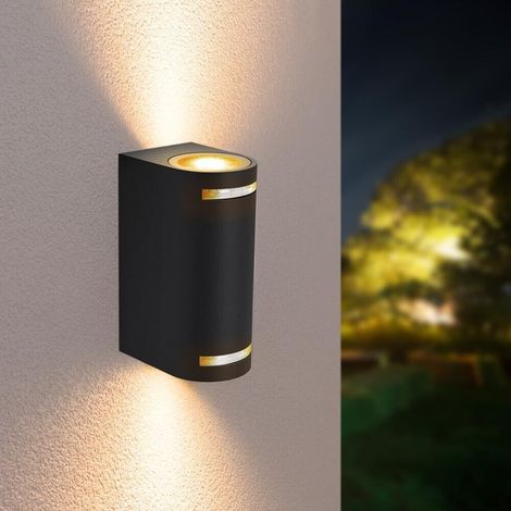 Applique Led Luce Naturale Lampada Da Parete Muro 2 X Faretto 8 W Gu10 Ip54 Nero (1/4)