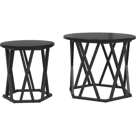 Table d'appoint 2 pcs,Table basse,Table de Salon Chêne noir 50 x 50 x 40 cm CFW44440 (1/5)