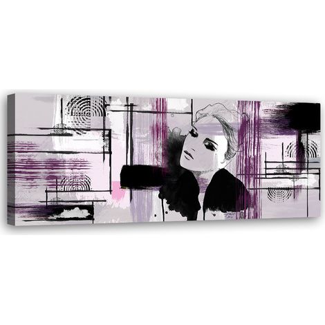 Tableau sur toile Femme violette abstraction 90x30 (1/5)