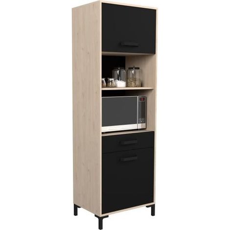 Vaisselier Felicity 60cm, 2 portes - décor chêne/noir (1/5)