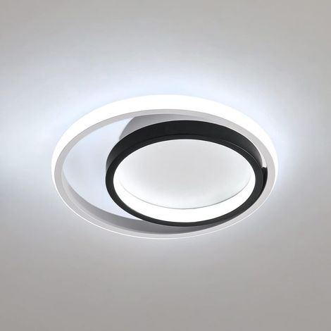 Moderne schwarze LED-Deckenleuchte, 28 W, runde Acryl-Deckenleuchte, Ø 25 cm, geeignet für Schlafzimmer, Küchen, Wohnzimmer, Flure und Balkone (6500 K weißes Licht).