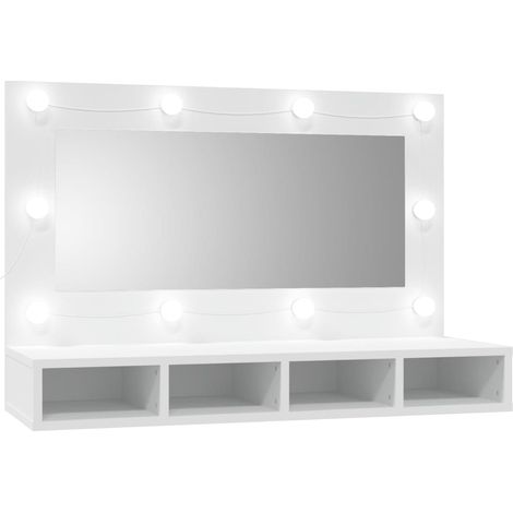 Armoire à miroir de Salle de bain,Meuble de Rangement magnifique,meuble-lavabo avec LED Blanc 90x31,5x62 cm -27197 (1/5)