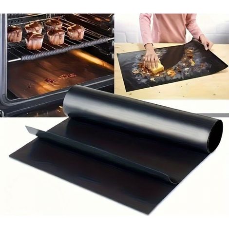 Tapis de barbecue noir résistant aux hautes températures, 33cm40cm0,2 mm, 2 pièces, tapis/papier de barbecue antiadhésif. (1/5)