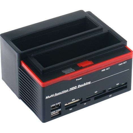 Trade Shop - Dockingstation, dreifach, dreifach, 3 Festplatten, 3,5 Zoll, 2,5 Zoll, Doppel-SATA, 1 IDE-HD-Box - (1/4)