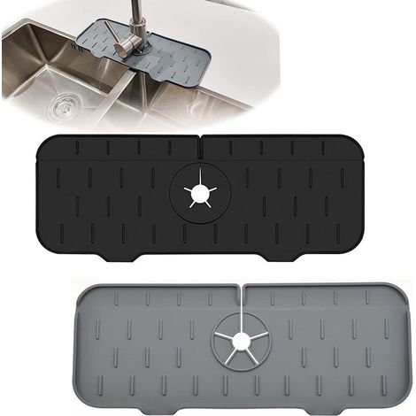 2 Pack Kitchen Sink Splatter Pads, Kitchen, Bathroom with Silicone Handle, Sink Drain Tray, Drying Pads, Countertop Splatter Pads, Silicone Faucet Pads. (1/5)