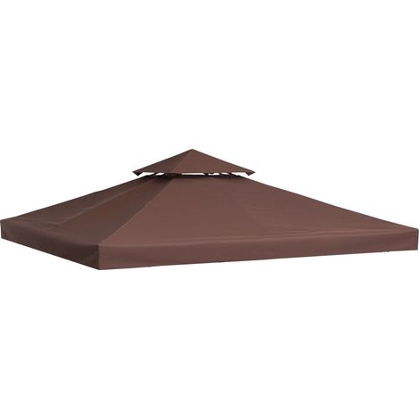 Tetto di Ricambio per Gazebo 3x3m a 2 Livelli e Resistente ai Raggi UV Caffè (1/5)