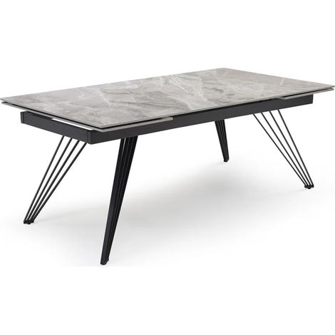 Table extensible 180/260 cm céramique marbré laqué pieds filaires - DAKOTA 01 (1/5)