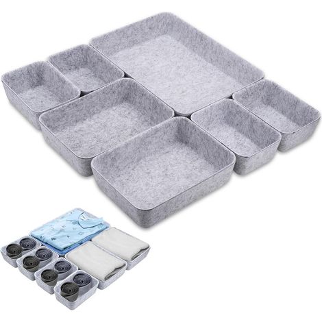 Hejo 7er Set Filz Schubladen Organizer Aufbewahrungsbox Hellgrau (1/5)