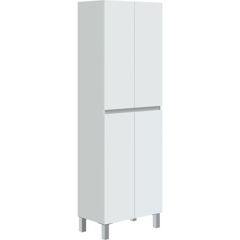 Colonna Bagno 4 Ante Con Ripiani Regolabili Mobile Alto Salvaspazio Design Moderno Elegante Ideale Per Bagno Lavanderia Ripostiglio 182 x 60 x 35 Cm Colore Bianco (1/5)