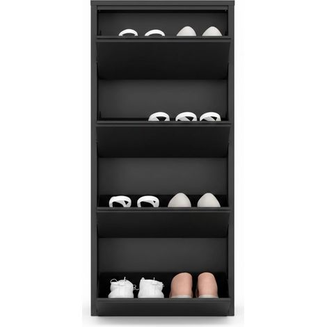 Scarpiera Slim In Metallo 4 Ante A Ribalta Salvaspazio Ultra Sottile Profondita 15 Cm 138x50x15 Cm Porta Scarpe Verticale Moderna Per Ingresso Camera Corridoio Gia Montata - Colore: Nero (1/5)