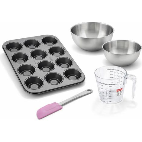 Set à pâtisserie 1 moule à 12 babas au rhum 2 bols à mixer 1 verre mesureur et 1 spatule Zenker Spécial Créative (1/5)