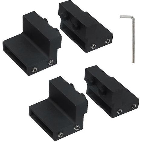Lot de 4 butées de roulettes noires pour portes coulissantes de grange, avec clé. (1/5)