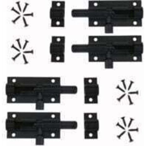 4 Pièces Verrou Targette de Porte, Loquet de Porte à Boulon Loquet Coulissant En Alliage D'aluminium Noir Loquet et Targette Avec Vis, pour Portail de Jardin, Cabanon, Fenêtres, Pièces I