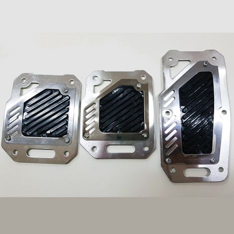 Trade Shop - Pedalauflagen Chrom Stahl Schwarz WS1566 Sportwagen Tuning Anti-Rutsch Auto -