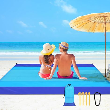 Couverture de Plage, Grand Tapis de Plage 210 x 200 cm, Imperméable, Anti Sable, Couverture de Pique-Nique, pour Camping, Randonnée, Pique-Nique (1/5)