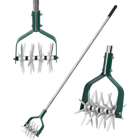 Garden Tiller with Adjustable Stainless Steel Handle, Slim Rotary Tiller for Soil Loosening in Small Gardens, Lawn Aeration, Fertilizer Mixing and Plant Tiller (1/5)