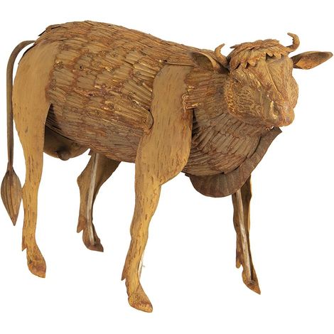 Statuette de Vache Décorative en Fer Marron Objet de Décoration Rustique 42 x 18 x 35 cm - PANGIVO