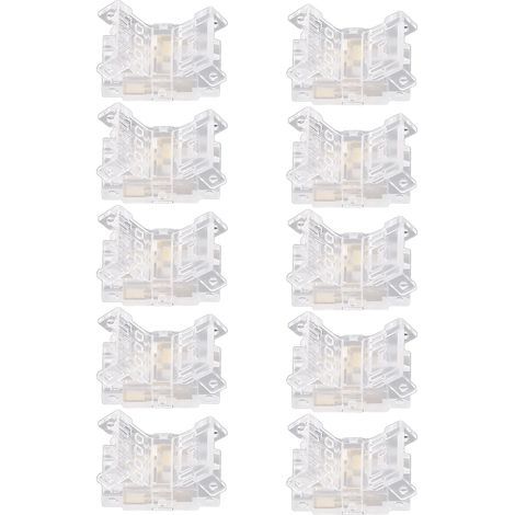 Packung mit 10 COB-Steckverbindern für LED-Streifen, 10 mm, 3 Pins, transparent und lötfrei, für Zuhause, Schule oder Büro. (1/5)