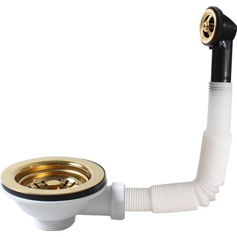 SUS304 - Bonde d'évier en acier inoxydable avec trop-plein (114 mm, interface ronde) (1/5)