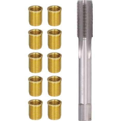 SUNXURY Zündkerzengewinde-Reparaturwerkzeug, M12x1,25 Metalleinsätze, M14x1,25 Gewindebohrer, 14-mm-Gewindeschneidsatz