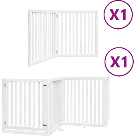 Barrière pour chien porte pliable 6panneaux blanc bois peuplier (1/5)