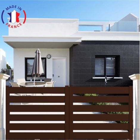 Portail aluminium coulissant SAH en kit dimensions L.3000 (entre piliers) X H.1500 mm Couleurs Marron (RAL 1247)