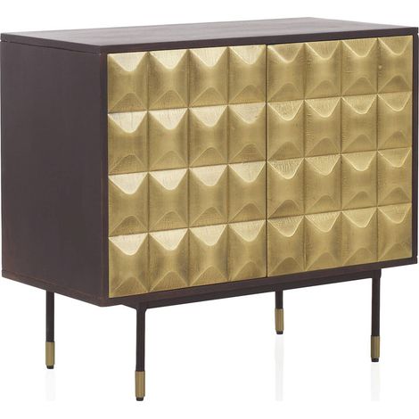 Buffet en bois de manguier et laiton doré design contemporain - wengué et laiton doré texturé (1/5)