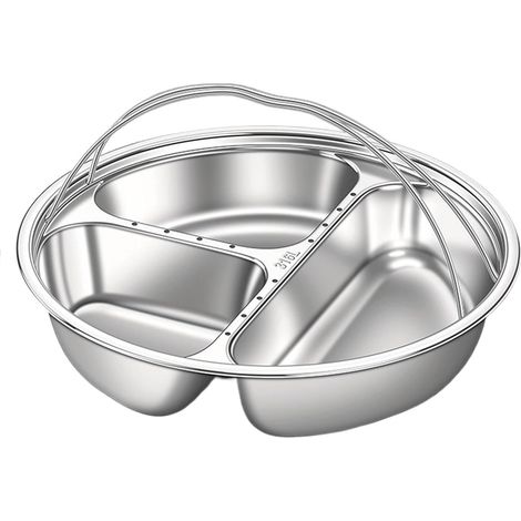 Plateau repas compartimenté Plat vapeur en acier inoxydable avec poignée Plateau Fruits Séparé pour la maison, les soirées, les rassemblements, le camping, les pique-niques (1/5)