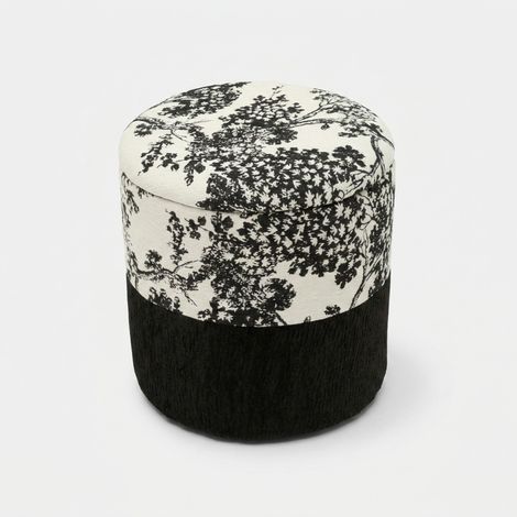 Pouf contenitore imbottito rotondo Okinawa Monochrome Pouf (1/5)
