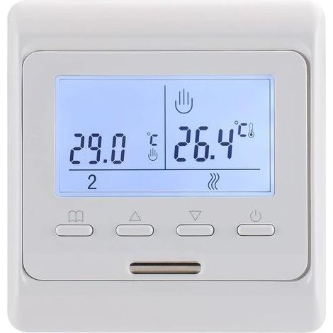 Thermostat d'ambiance programmable 7 jours WG806, écran numérique AC230V 3A, pour chauffage au sol rayonnant, Blanc (1/4)
