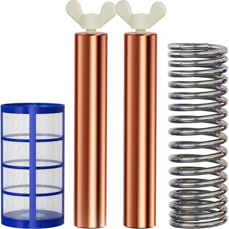 Kit de remplacement pour ioniseur de piscine au cuivre - 2 anodes de cuivre de rechange (10,5 x 1,8 cm), compatibilité universelle pour ioniseur Solar, ensemble complet avec tous les accessoires (1/5)