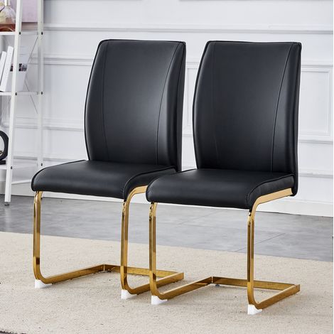 Esszimmerstuhl 44,5 x 43 x 50 cm in Schwarz/Gold mit PU-Bezug und Metallgestell (1/5)
